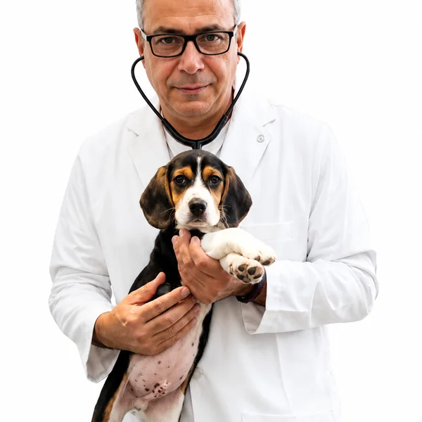 Dr. Jorge Lean atendiendo a un cachorro con protocolo Fear Free en Bable Pet Providencia