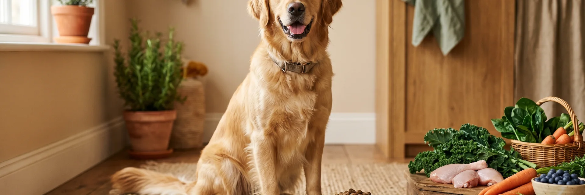 Perro y gato en consulta veterinaria — nutrición y alimentación saludable para mascotas